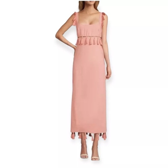 Antonio Melani 12, 14Pink Nat Note Cici Tassel Linen Maxi Dress Sleeveless NWT - Picture 3 of 16